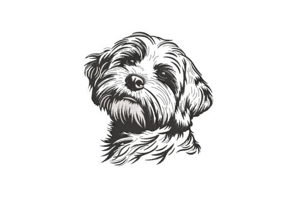Charming Cute Dog Head Embroidery Design
