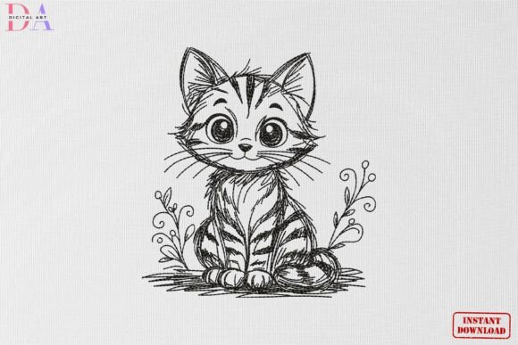 Cute Baby Cat Sketch Art: An Embroidery Review