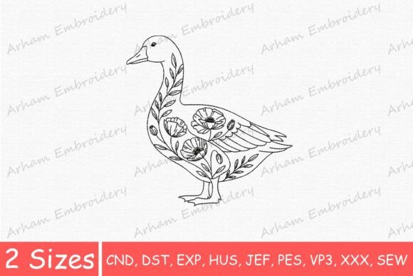 Elegant Floral Duck Embroidery Design Review