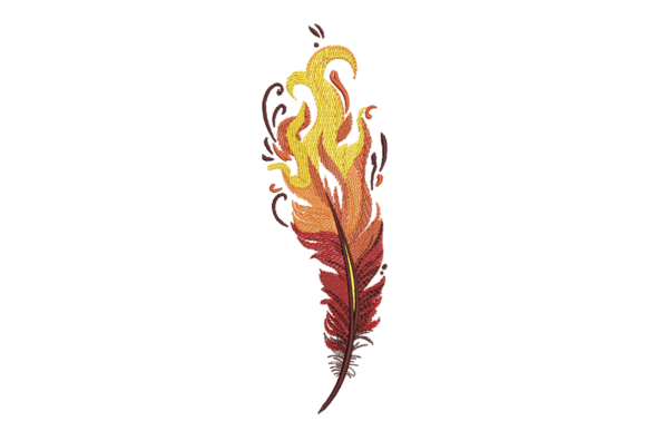Flame Feather: A Bold Embroidery Design