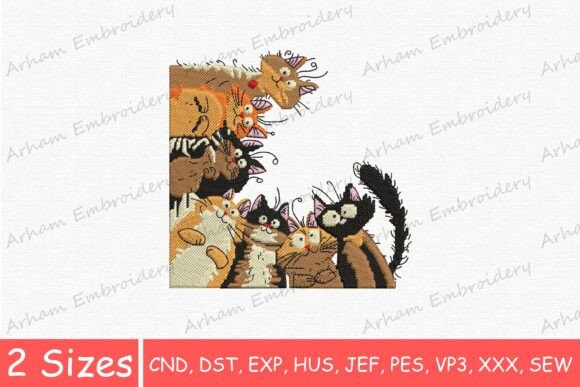 Funny Peekaboo Cats: Whimsical Holiday Embroidery