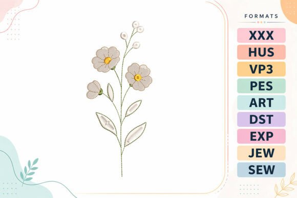 Minimal Wildflower Floral: Elegant Embroidery