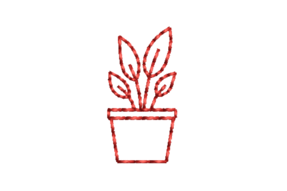Plant Outline Redwork: A Charming Embroidery Design